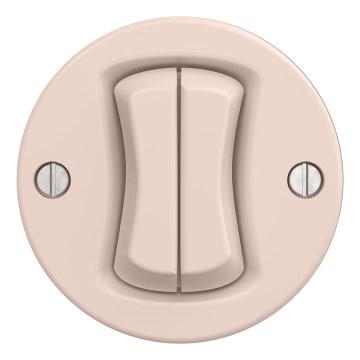 Kliklap - Interrupteur double va-et-vient rétro pour escalier sans cadre n° 6+6 vieux rose