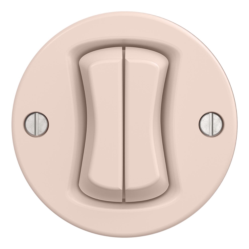 Kliklap - Interrupteur double va-et-vient rétro pour escalier sans cadre n° 6+6 vieux rose