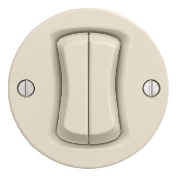 Kliklap - Interrupteur double va-et-vient rétro sans cadre n° 6+6 beige