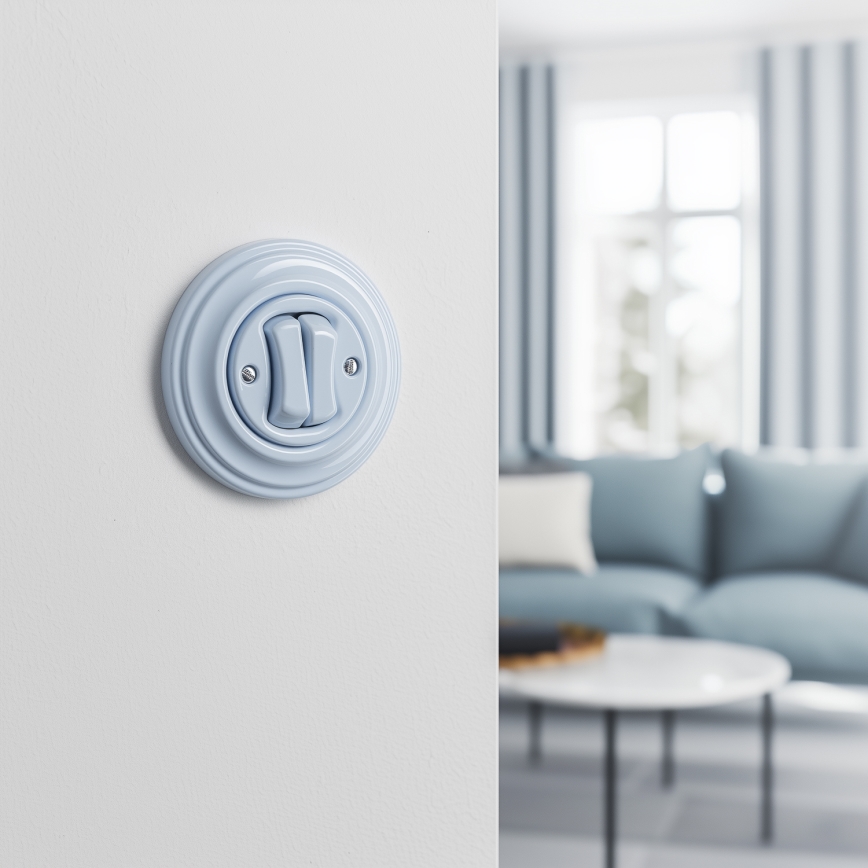 Kliklap - Interrupteur multiple rétro avec cadre n° 5, bleu