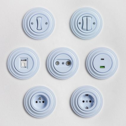 Kliklap - Interrupteur multiple rétro avec cadre n° 5, bleu