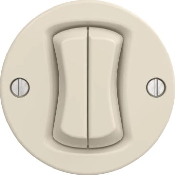 Kliklap - Interrupteur rétro double à poussoirs sans cadre, beige