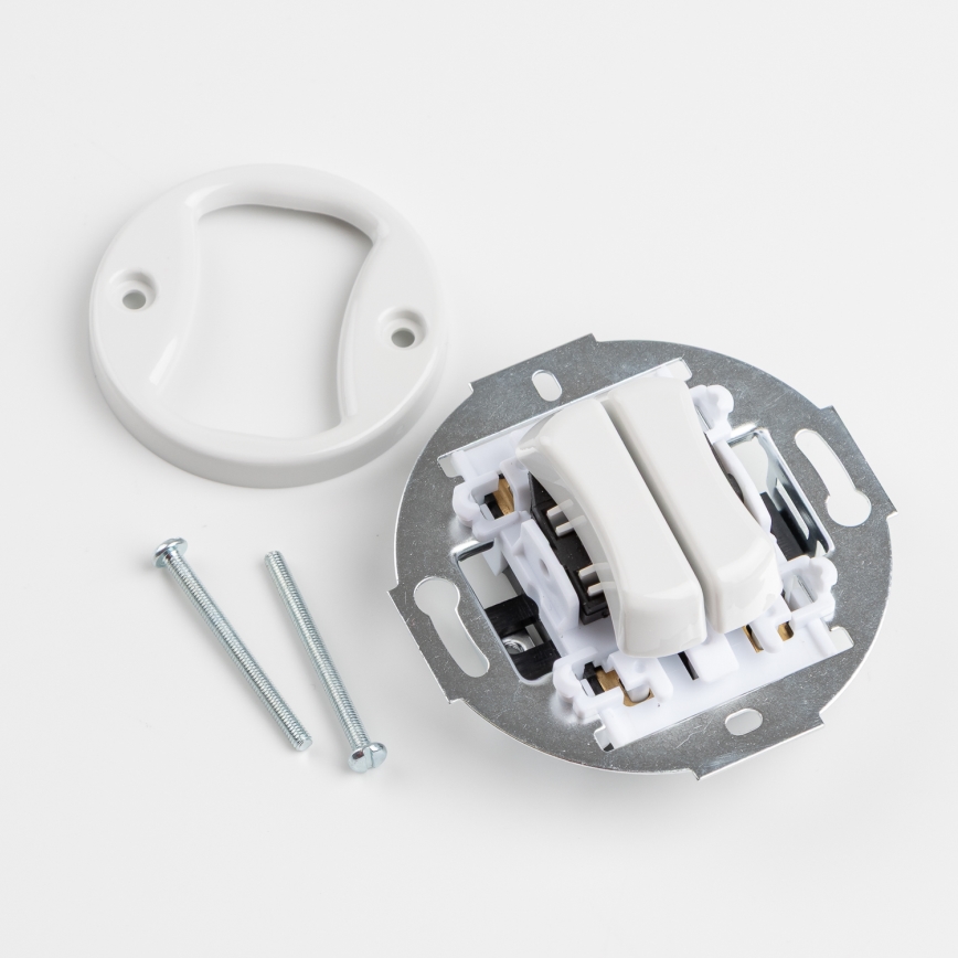 Kliklap - Interrupteur série rétro avec cadre n° 5, blanc neige