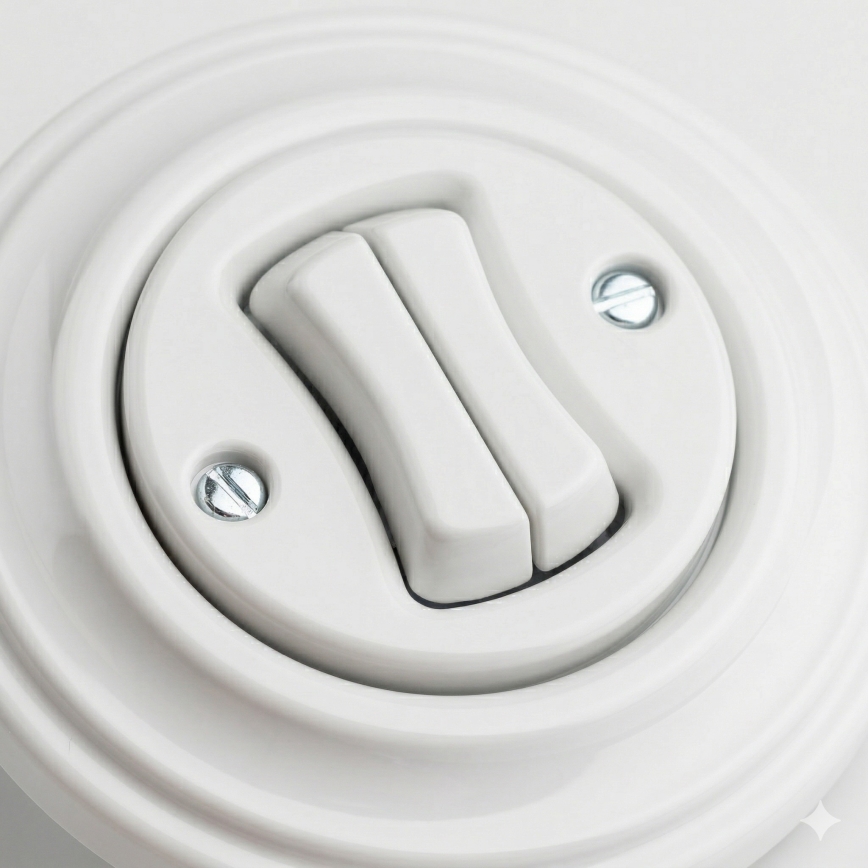 Kliklap - Interrupteur série rétro avec cadre n° 5, blanc neige