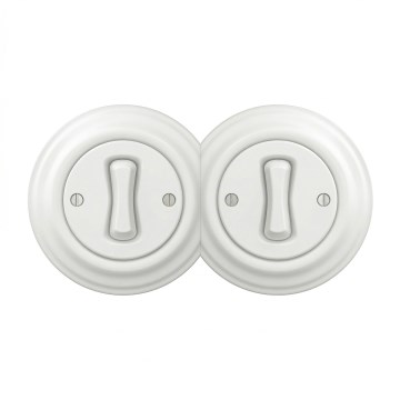 Kliklap - Interrupteur unipolaire double au style rétro, cadre n° 1, blanc neige