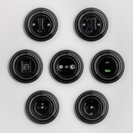 Kliklap - Interrupteur unipolaire rétro avec cadre n° 1, noir