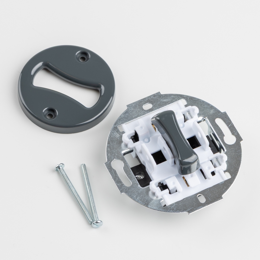 Kliklap - Interrupteur unipolaire rétro n° 1 et prise 230 V avec cadre anthracite