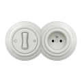 Kliklap - Interrupteur unipolaire rétro n° 1 et prise 230 V avec cadre blanc