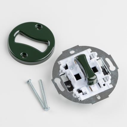 Kliklap - Interrupteur unipolaire rétro n° 1 et prise 230 V avec cadre vert