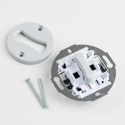 Kliklap - Interrupteur unipolaire rétro n° 1 et prise 230 V avec plaque grise