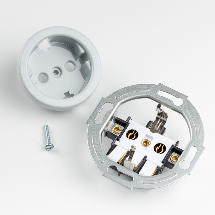 Kliklap - Interrupteur unipolaire rétro n° 1 et prise SCHUKO 230 V avec cadre gris