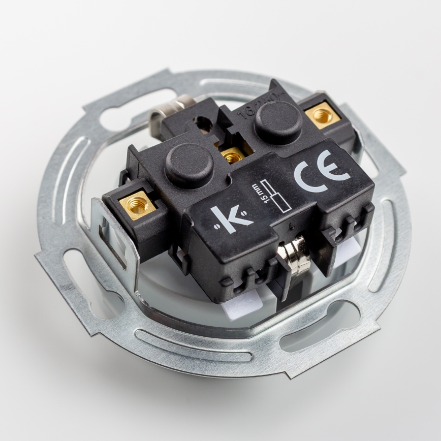 Kliklap - Interrupteur unipolaire rétro n° 1 et prise SCHUKO 230 V avec cadre gris