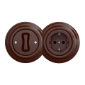 Kliklap - Interrupteur unipolaire rétro n° 1 et prise SCHUKO 230 V avec cadre marron