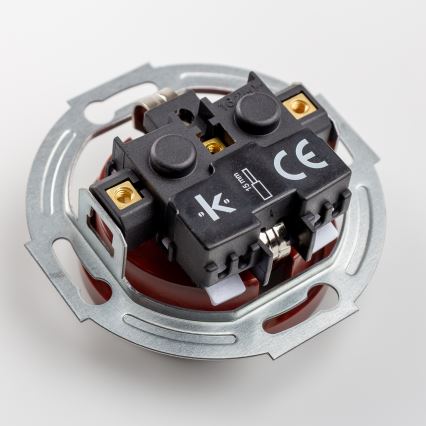 Kliklap - Interrupteur unipolaire rétro n° 1 et prise SCHUKO 230 V avec cadre marron