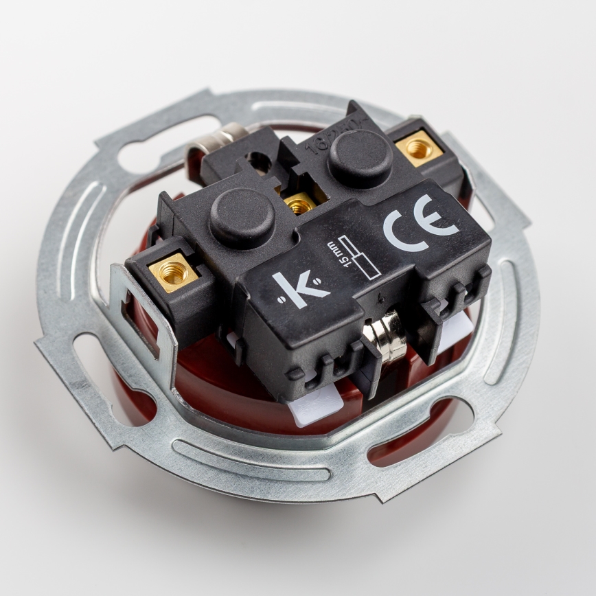 Kliklap - Interrupteur unipolaire rétro n° 1 et prise SCHUKO 230 V avec cadre marron