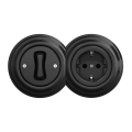 Kliklap - Interrupteur unipolaire rétro n° 1 et prise SCHUKO 230 V avec cadre noir