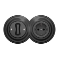 Kliklap - Interrupteur unipolaire rétro n° 1 et prise SCHUKO 230 V avec plaque anthracite