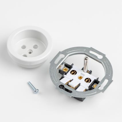 Kliklap - Interrupteur unipolaire rétro n°1 et prise 230V avec cadre blanc neige