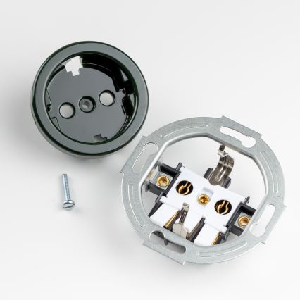 Kliklap - Interrupteur unipolaire rétro n°1 et prise SCHUKO 230 V avec cadre vert