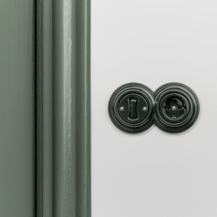 Kliklap - Interrupteur unipolaire rétro n°1 et prise SCHUKO 230 V avec cadre vert