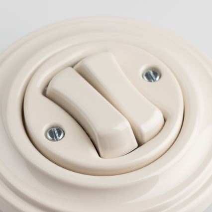 Kliklap - Interrupteur va-et-vient double rétro pour escalier avec cadre n° 6+6, beige