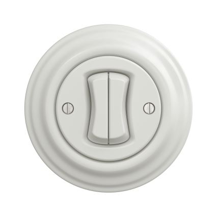 Kliklap - Interrupteur vintage à double bouton-poussoir blanc
