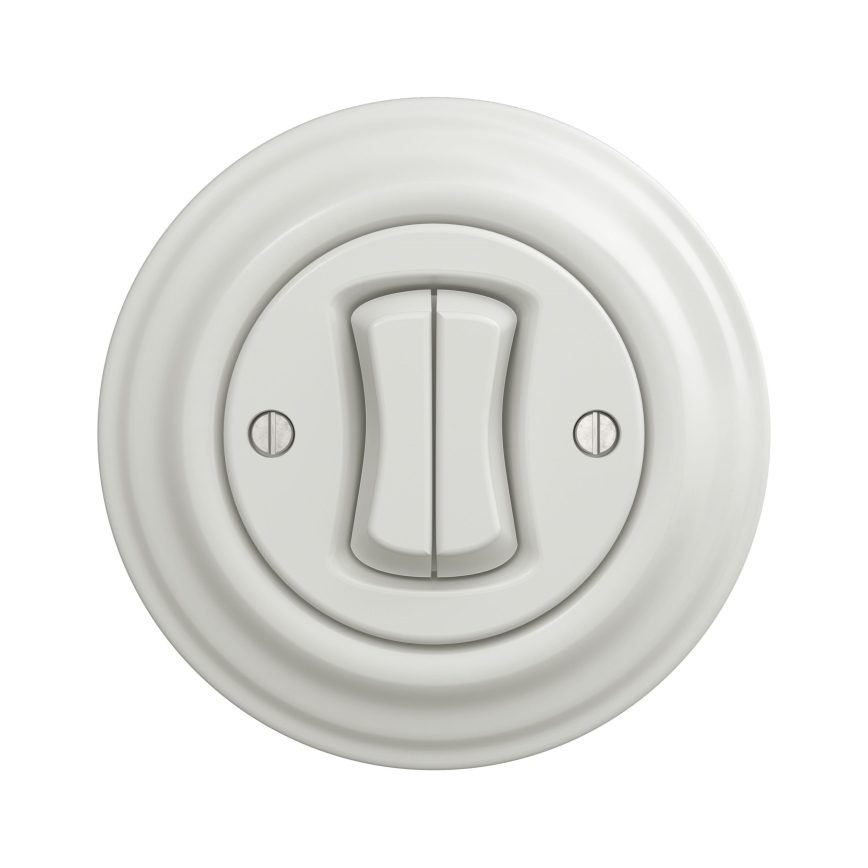 Kliklap - Interrupteur vintage à double bouton-poussoir blanc