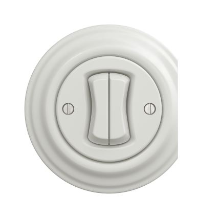 Kliklap - Interrupteur vintage à double bouton-poussoir blanc