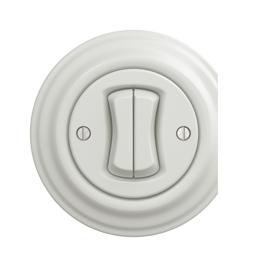 Kliklap - Interrupteur vintage à double bouton-poussoir blanc