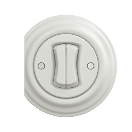 Kliklap - Interrupteur vintage à double bouton-poussoir blanc
