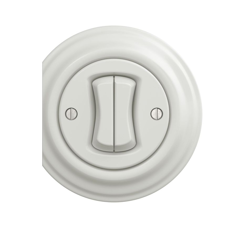 Kliklap - Interrupteur vintage à double bouton-poussoir blanc