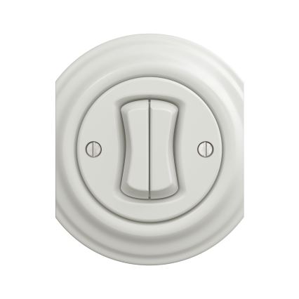 Kliklap - Interrupteur vintage à double bouton-poussoir blanc