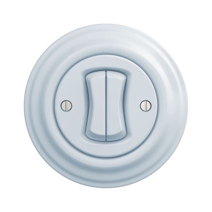 Kliklap - Interrupteur vintage à double bouton-poussoir bleu