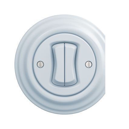 Kliklap - Interrupteur vintage à double bouton-poussoir bleu