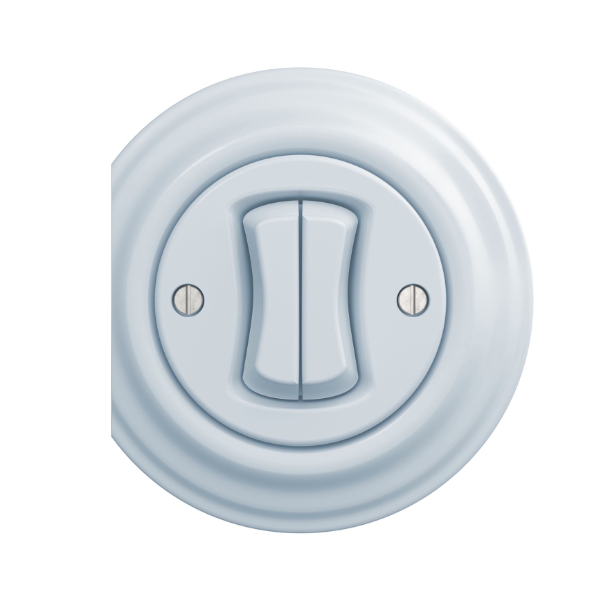 Kliklap - Interrupteur vintage à double bouton-poussoir bleu
