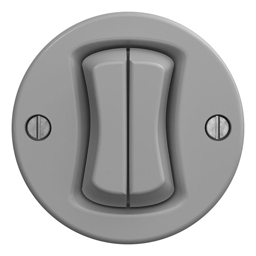 Kliklap - Interrupteur vintage à double bouton-poussoir gris