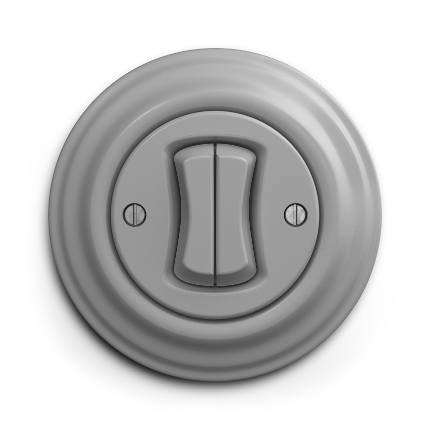 Kliklap - Interrupteur vintage à double bouton-poussoir gris