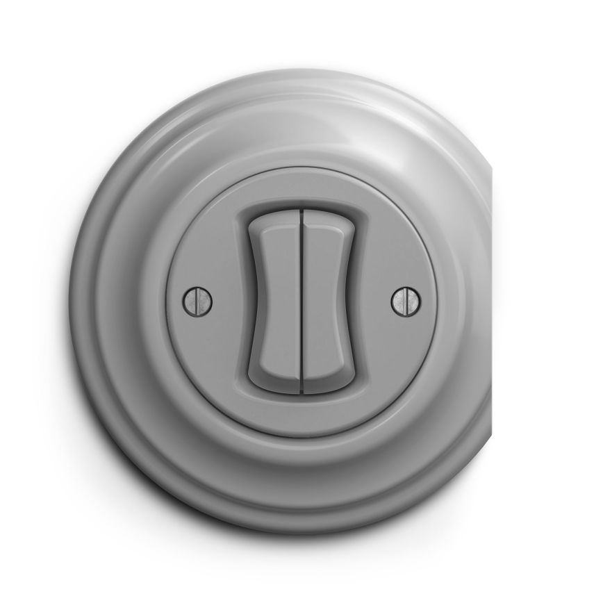 Kliklap - Interrupteur vintage à double bouton-poussoir gris
