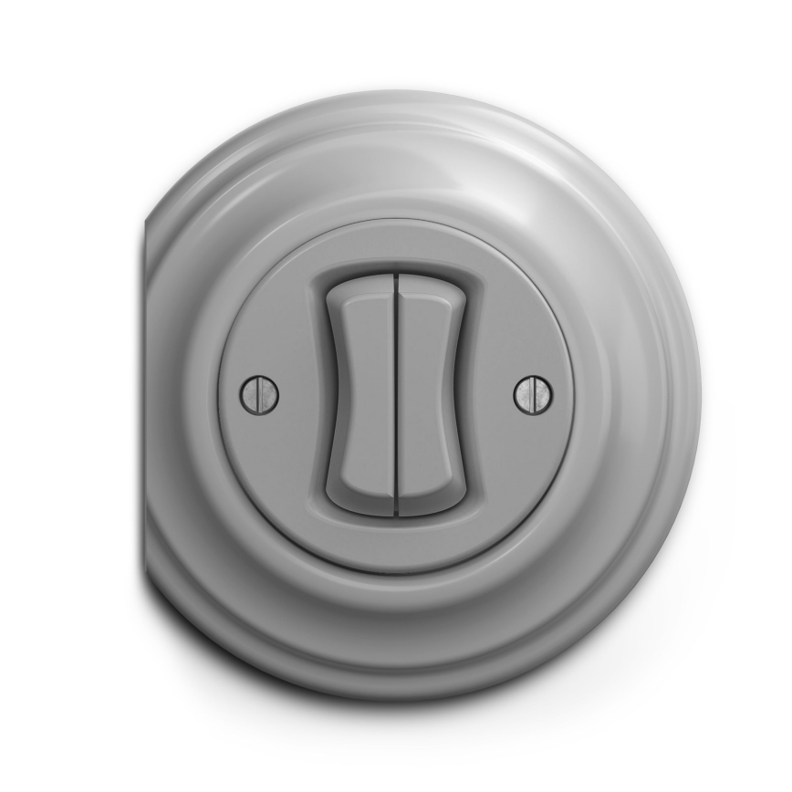 Kliklap - Interrupteur vintage à double bouton-poussoir gris