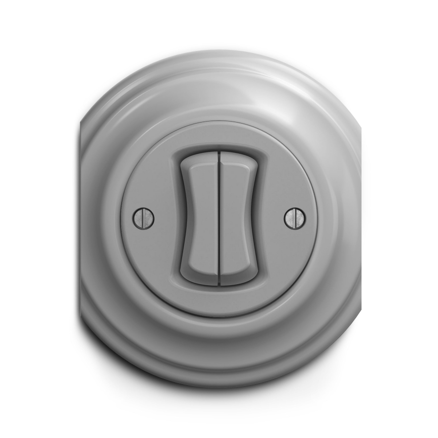 Kliklap - Interrupteur vintage à double bouton-poussoir gris