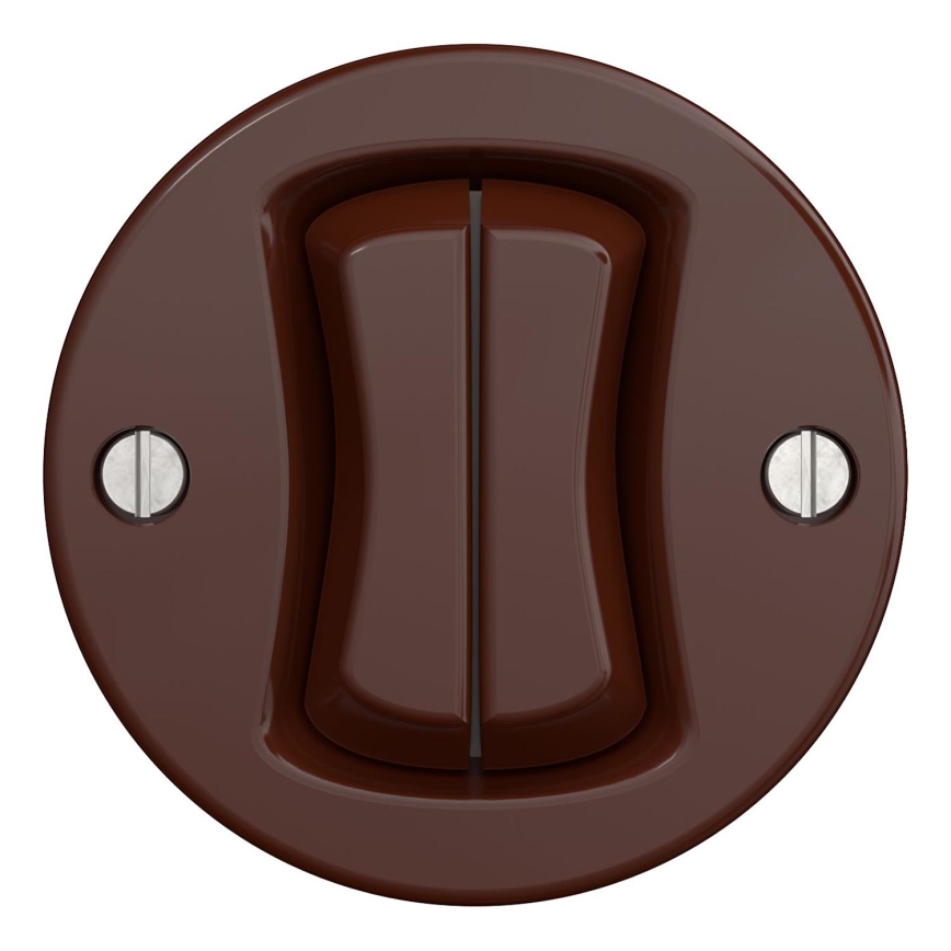 Kliklap - Interrupteur vintage à double bouton-poussoir marron