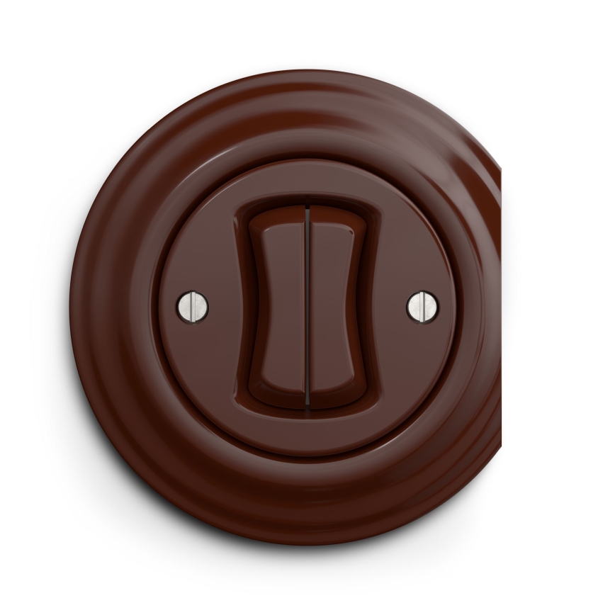 Kliklap - Interrupteur vintage à double bouton-poussoir marron