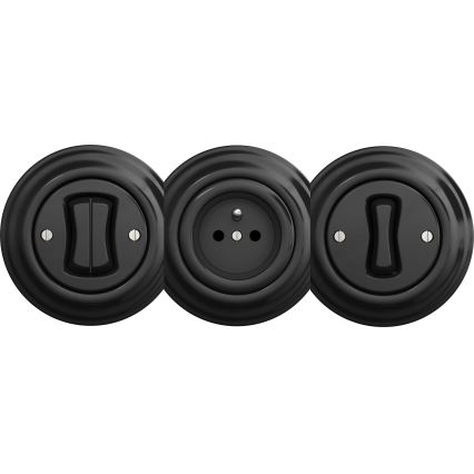 Kliklap - Interrupteur vintage à double bouton-poussoir sans cadre noir