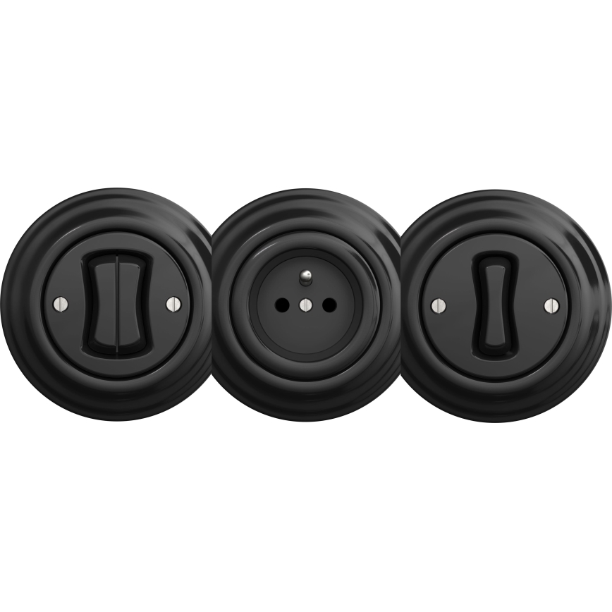 Kliklap - Interrupteur vintage à double bouton-poussoir sans cadre noir