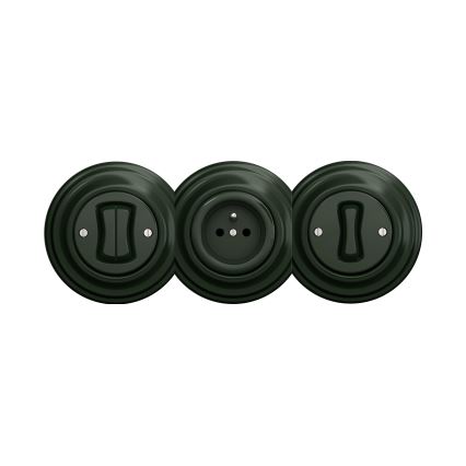 Kliklap - Interrupteur vintage à double bouton-poussoir sans cadre vert