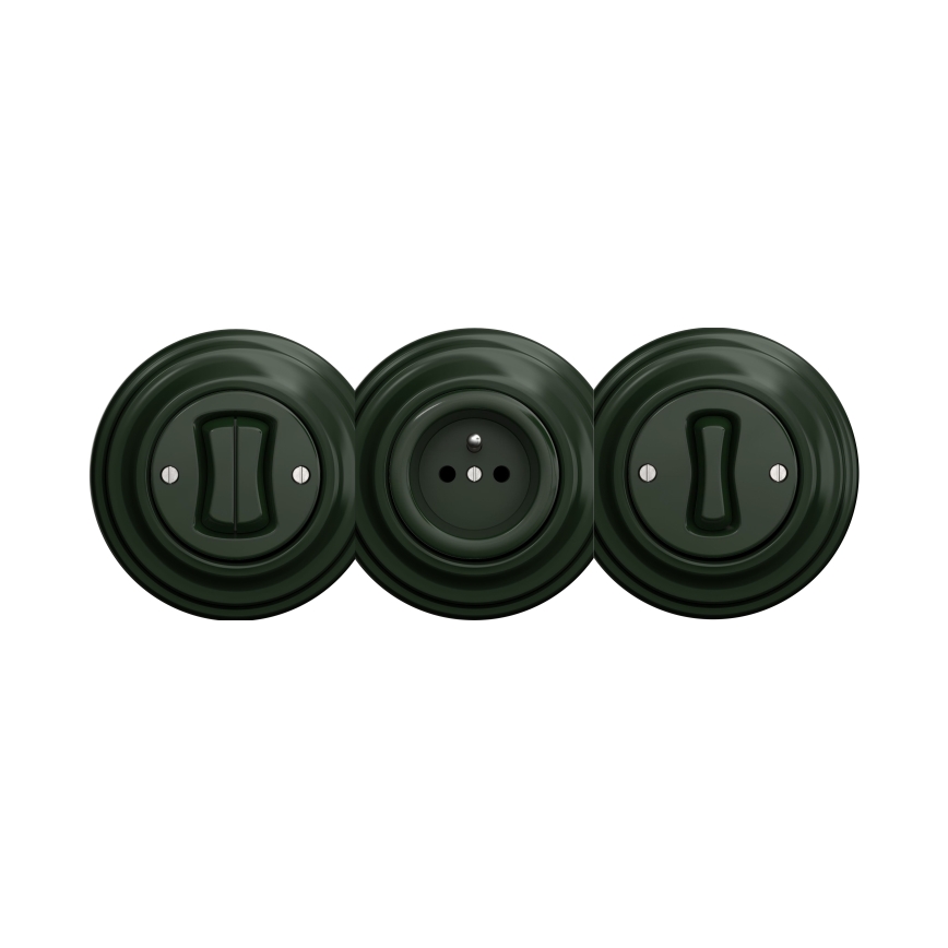 Kliklap - Interrupteur vintage à double bouton-poussoir sans cadre vert