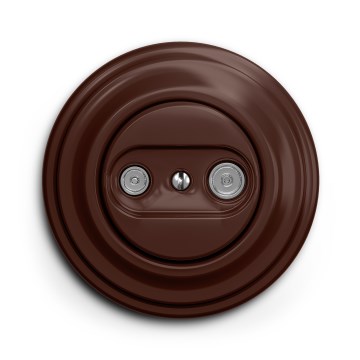 Kliklap - Prise antenne rétro TV + radio (passante) avec cadre marron
