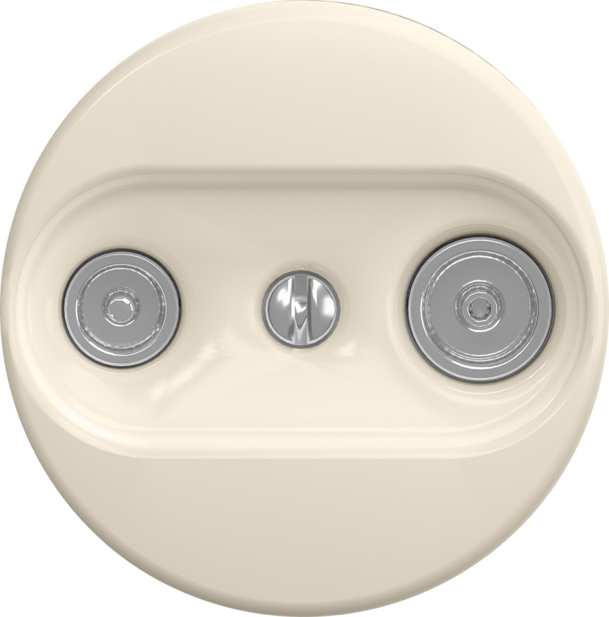 Kliklap - Prise coaxiale murale rétro TV/FM (passante) sans cadre, beige