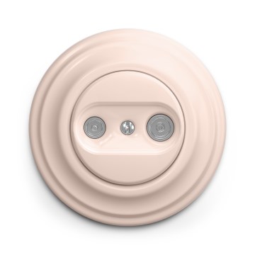 Kliklap - Prise coaxiale TV+radio rétro (passante) avec cadre rose poudré