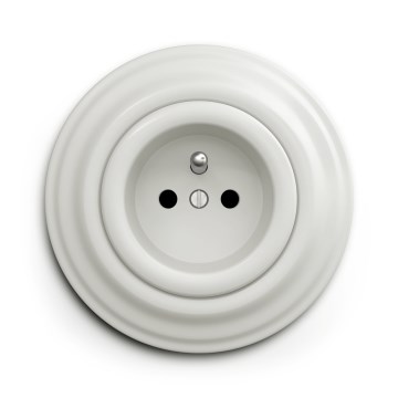 Kliklap - Prise domestique rétro avec cadre, 230 V, blanche